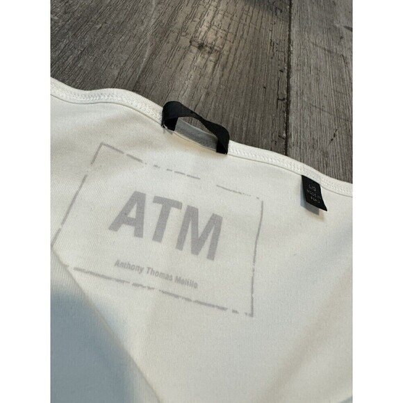 ATM Anthony Thomas Melillo Top White Pima Cotton Crossover Elbow Sleeve Large - Picture 3 of 8